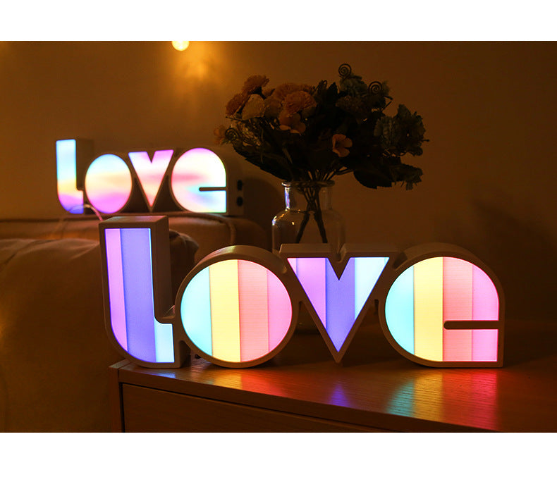 LED love light box showcasing multiple designs
