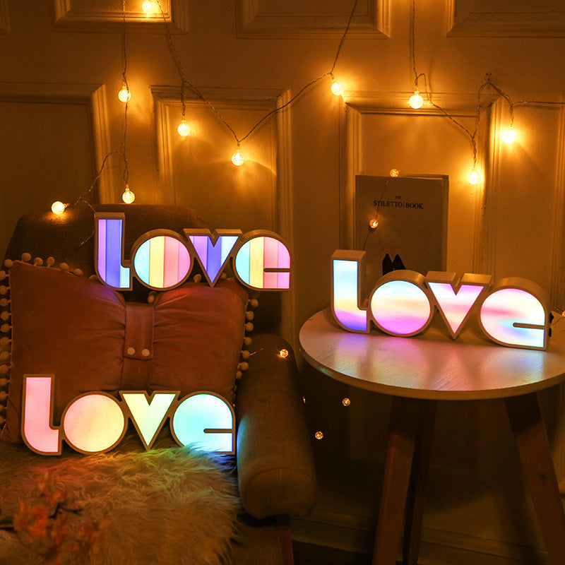 romantic marquee light box displaying galaxy theme