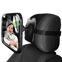 Close-up of adjustable baby car mirror
