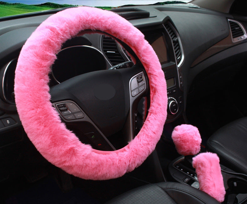 Handbrake cover for plush steering wheel set