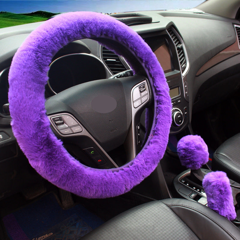 Handbrake cover for plush steering wheel set