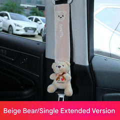 Car interior with cute seat belt covers
