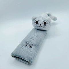 Off-white plush seat belt cover for kids