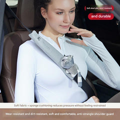 Cartoon character seat belt pad showing plush fabric