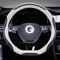 High-quality faux leather and carbon fiber steering wheel cover