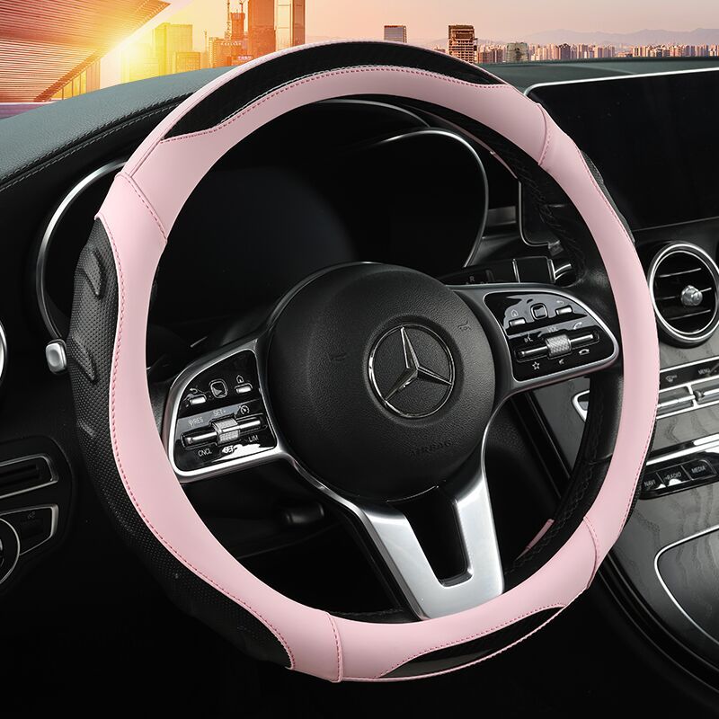 Black and yellow steering wheel cover detail