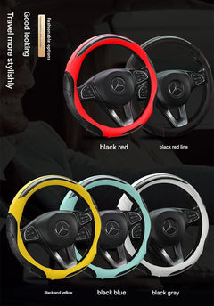Luxury black and white steering wheel cover on steering wheel