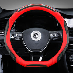 Black and yellow steering wheel cover detail