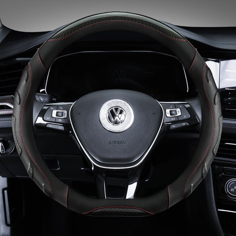 Sporty look black and pink steering wheel cover