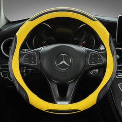 Luxury black and white steering wheel cover on steering wheel