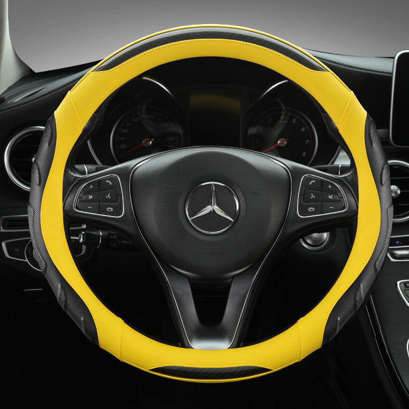 Luxury black and white steering wheel cover on steering wheel