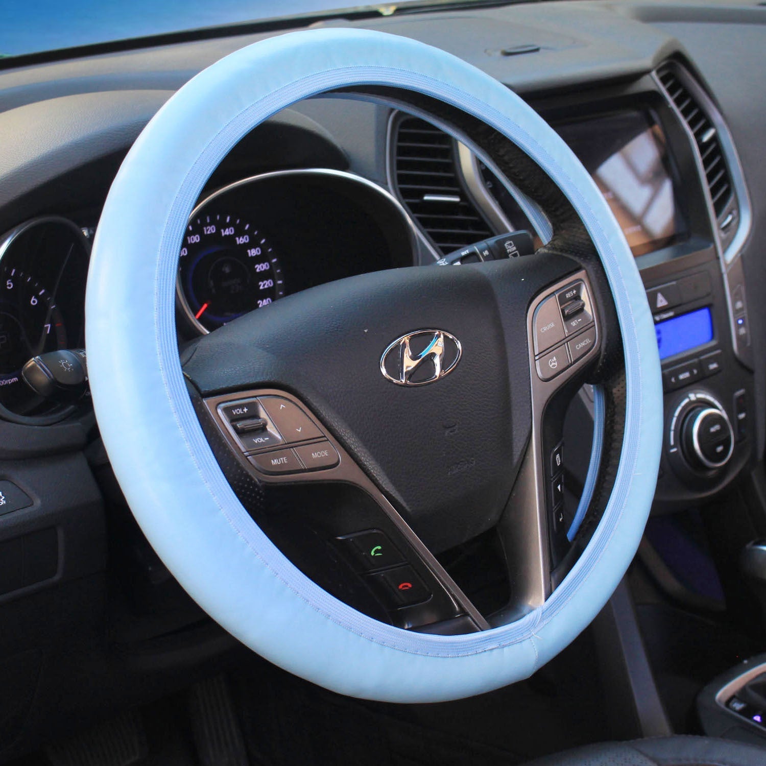 green faux leather steering wheel cover