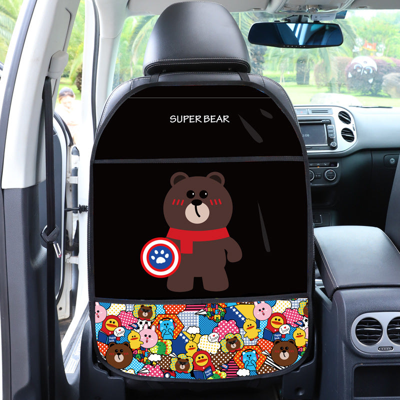 Colourful cartoon designs on car seat protector