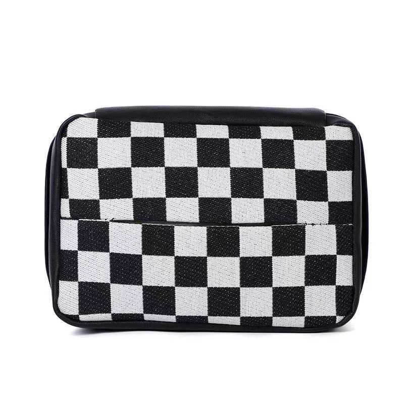 Multifunctional tissue case for vehicle interior