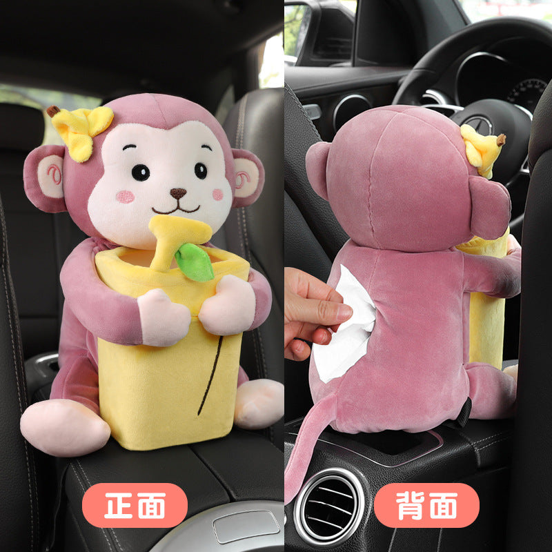 Plush car tissue box installed in a car armrest image 5