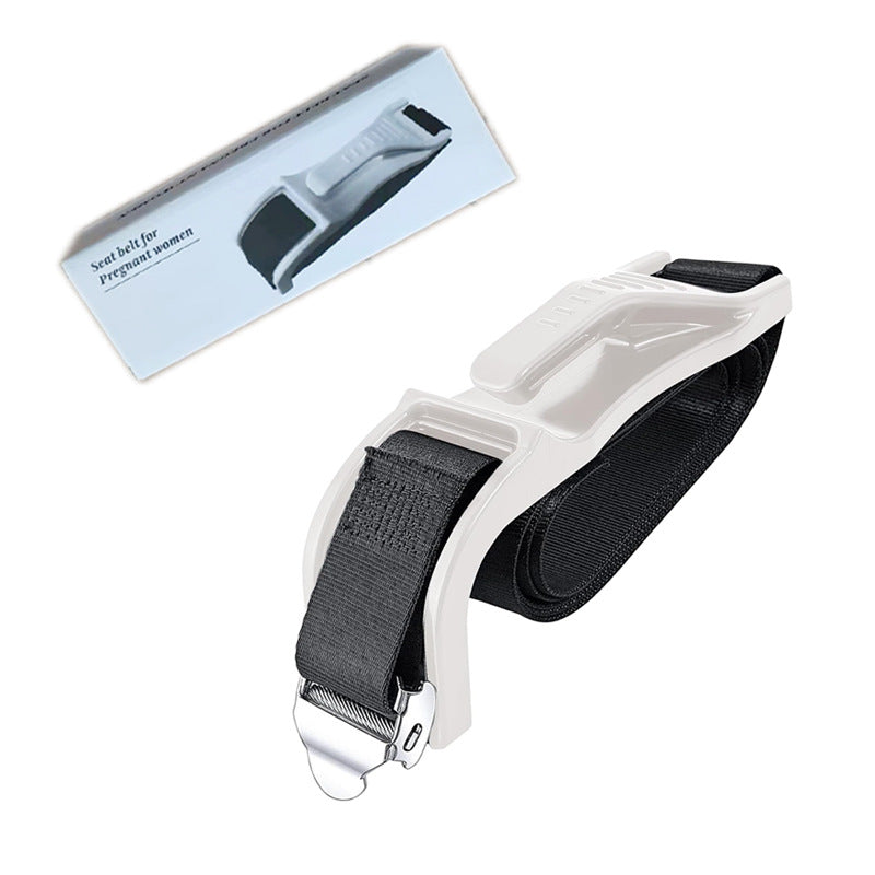 Expectant mother fastening maternity seatbelt