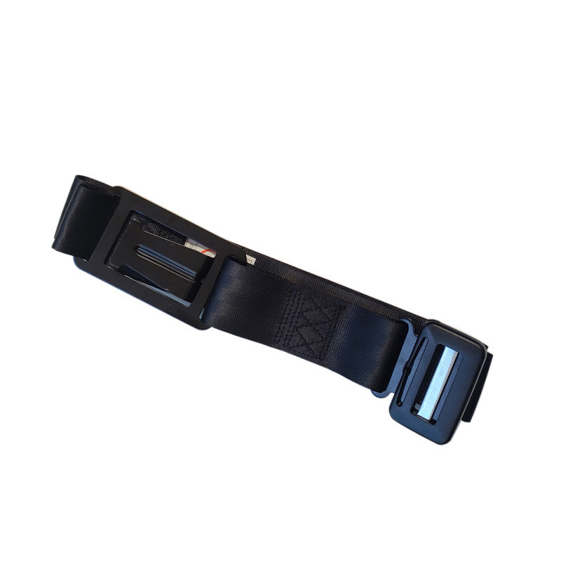 Expectant mother fastening maternity seatbelt