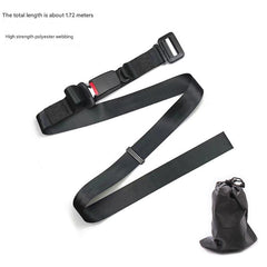 Folded maternity car safety belt beside car seat