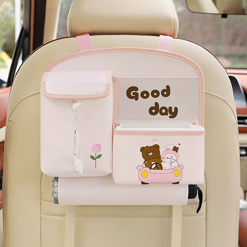High-Quality Leather Car Storage Bag with Trash Bin