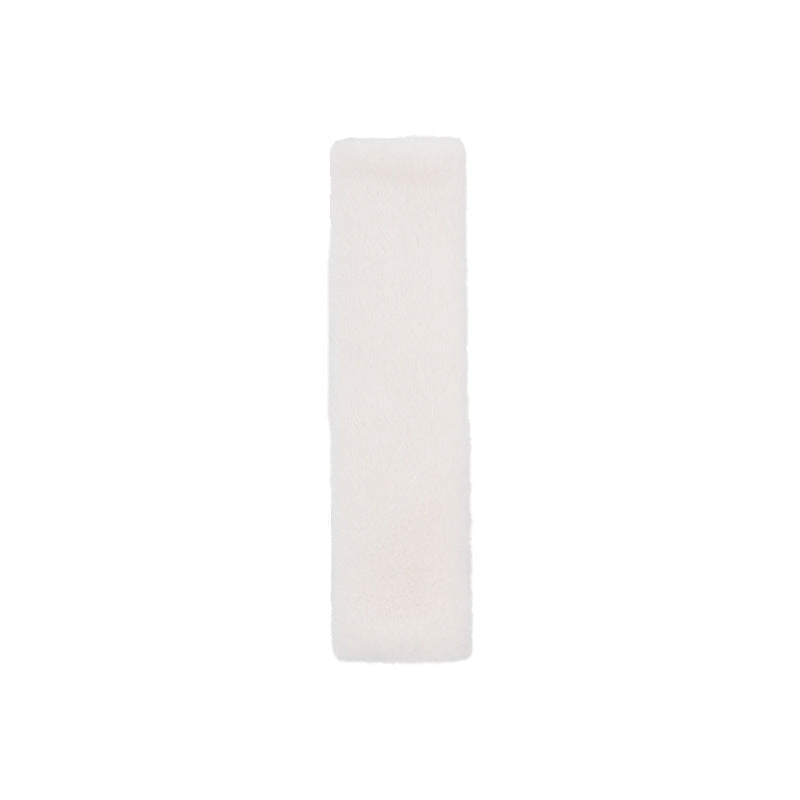 Plush car seat belt shoulder pad cover in cream