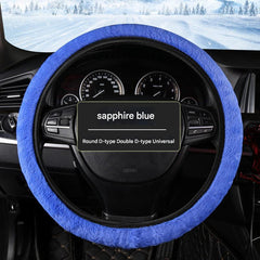 Black faux fur steering wheel cover for cars