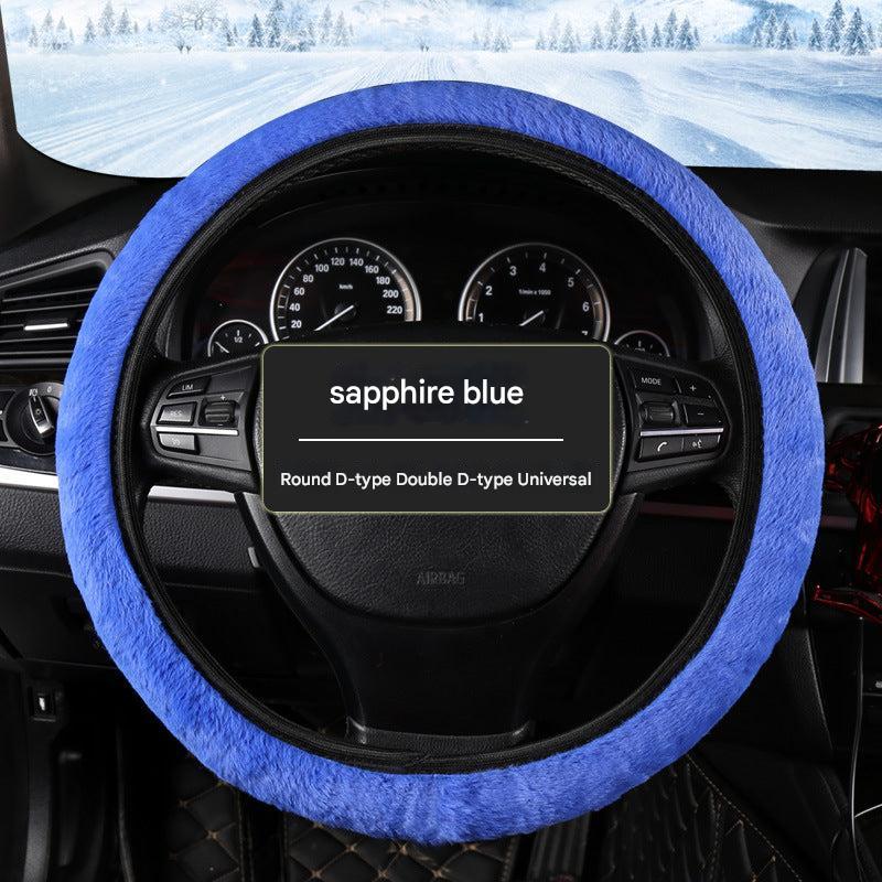 Black faux fur steering wheel cover for cars