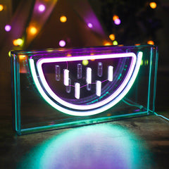 Unique neon light shaped like a shark fin