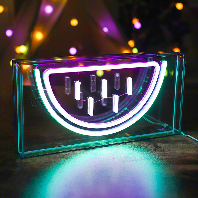 Unique neon light shaped like a shark fin