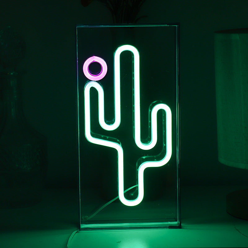 Unique neon light shaped like a shark fin