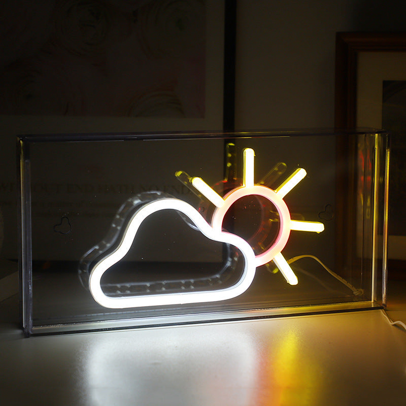 Unique neon light shaped like a shark fin