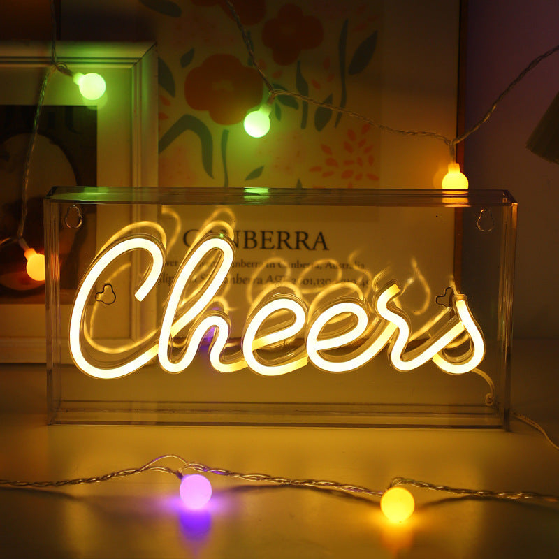 Bright neon light in colourful shapes for bar settings