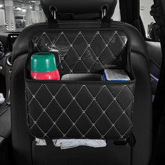 Car seat organizer displaying waterproof trash bin feature