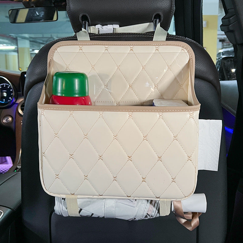 High-capacity car storage solution on seat back