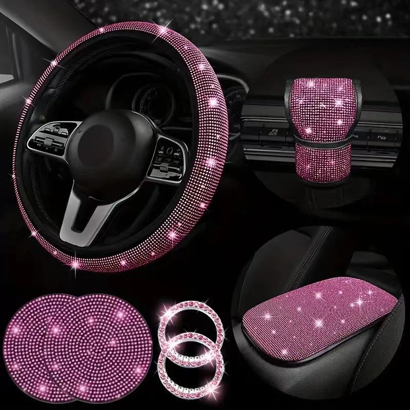 Rhinestone embellished car steering wheel cover image 5
