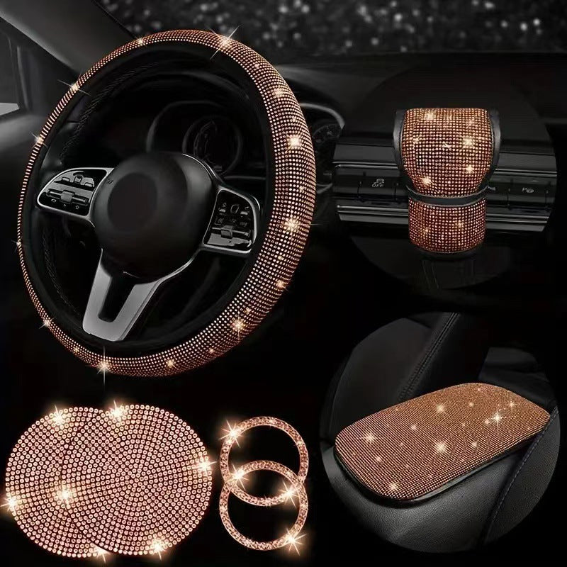 Car armrest cushion with bling rhinestones image 6