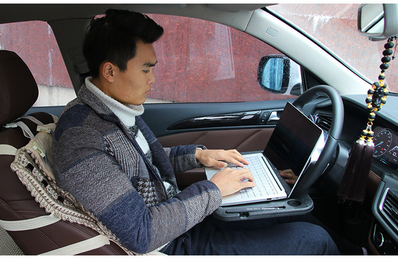 Front view of multi-functional steering wheel desk