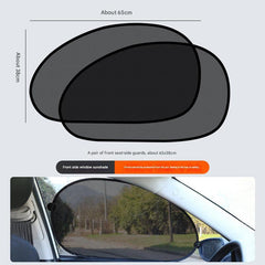 Side view of car with black mesh window shade