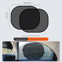 Car parked with mesh shades on sunny day