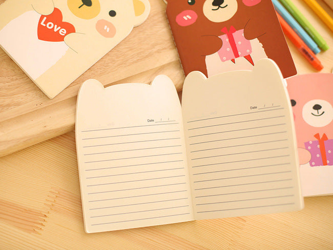 Inside pages of the bear themed notebook