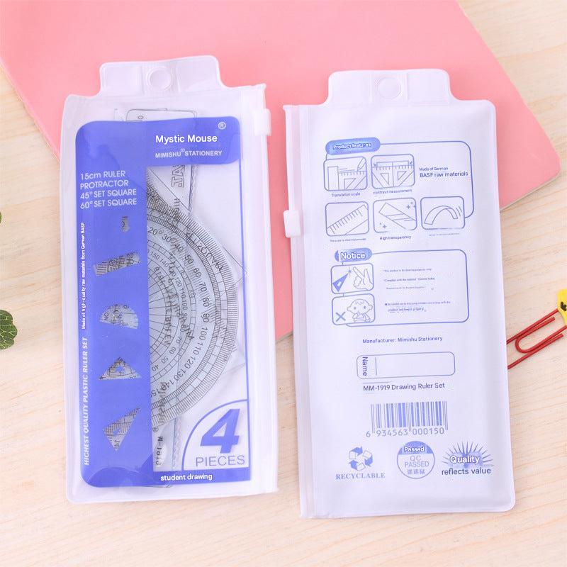 Clear 15cm ruler and triangle rulers - Image 2