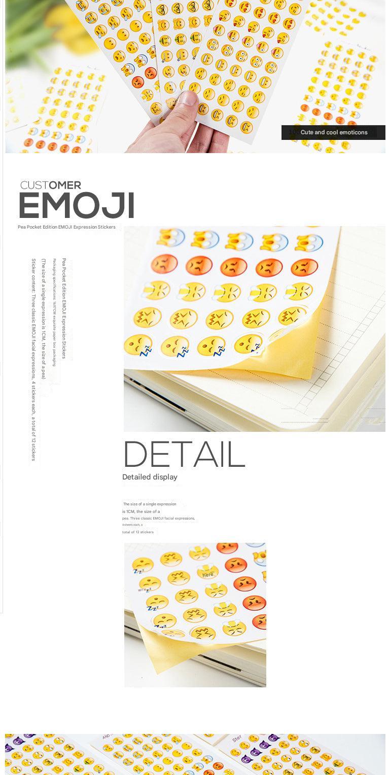 Close-up of emoji mini sticker set with various expressions