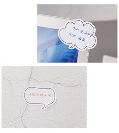 creative dialogue shaped sticky notes displayed