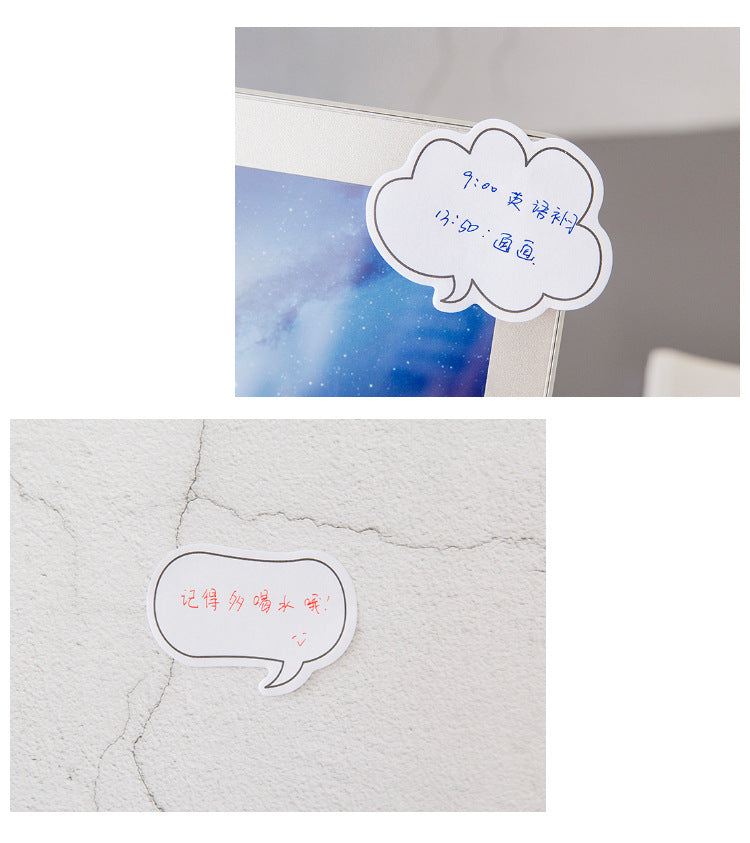creative dialogue shaped sticky notes displayed