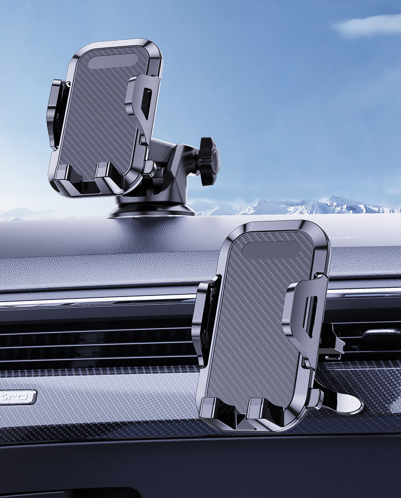 Black compact car phone mount in vehicle