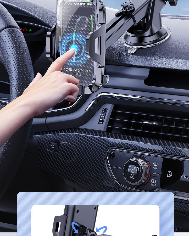 Black compact car phone mount in vehicle
