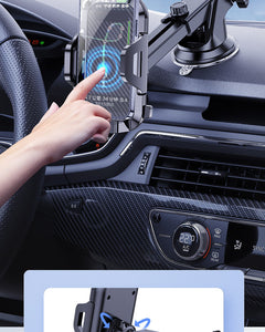 Black compact car phone mount in vehicle