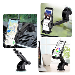 Close-up of suction cup mount holding smartphone