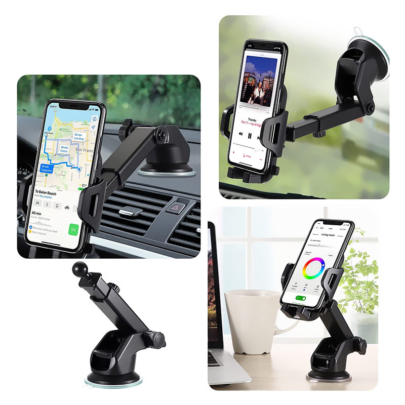 Close-up of suction cup mount holding smartphone