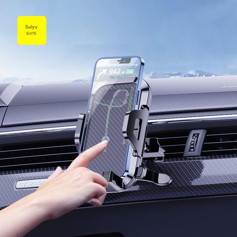 Black compact car phone mount in vehicle