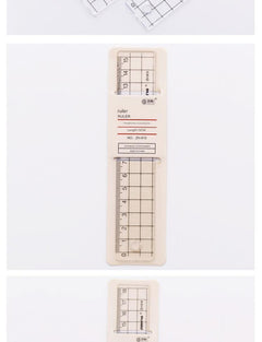 Close-up of the transparent grid scale on ruler